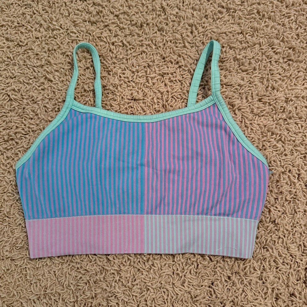No Boundaries Pink and Blue Striped Top